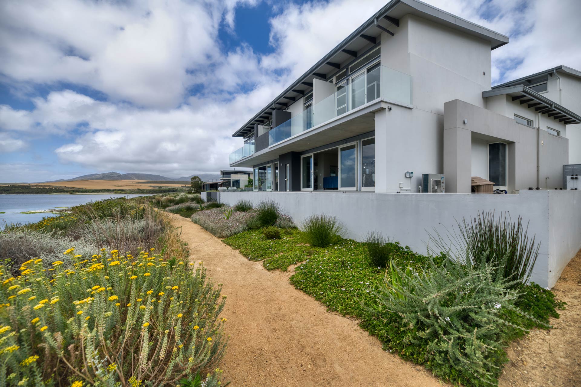 Luxury villa with sunset